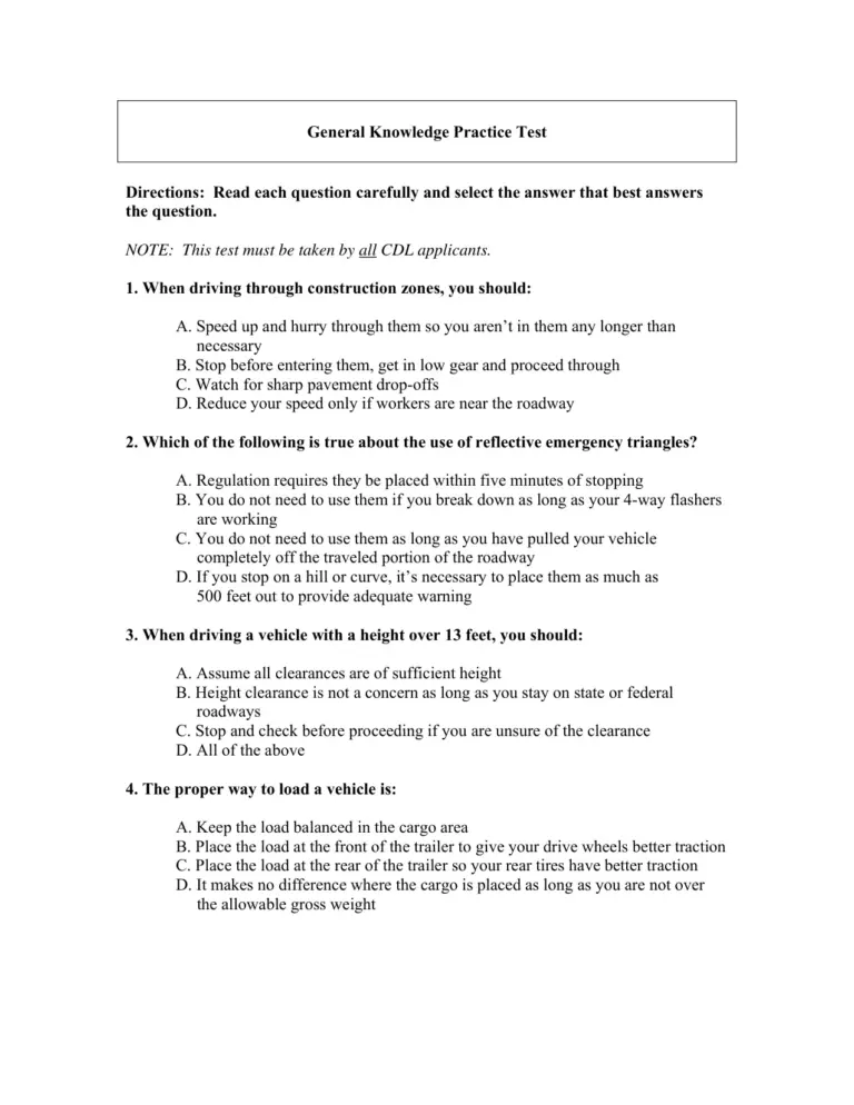 General Knowledge Practice Test